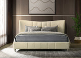 Evelyn Upholstered Panel Platform Bed - Ivory Velvet with Pleated Footboard & Gold Legs, Queen or Eastern King – view 14
