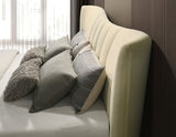 Evelyn Upholstered Panel Platform Bed - Ivory Velvet with Pleated Footboard & Gold Legs, Queen or Eastern King – view 19