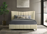 Evelyn Upholstered Panel Platform Bed - Ivory Velvet with Pleated Footboard & Gold Legs, Queen or Eastern King – view 5