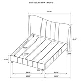 Evelyn Upholstered Panel Platform Bed - Ivory Velvet with Pleated Footboard & Gold Legs, Queen or Eastern King – view 13