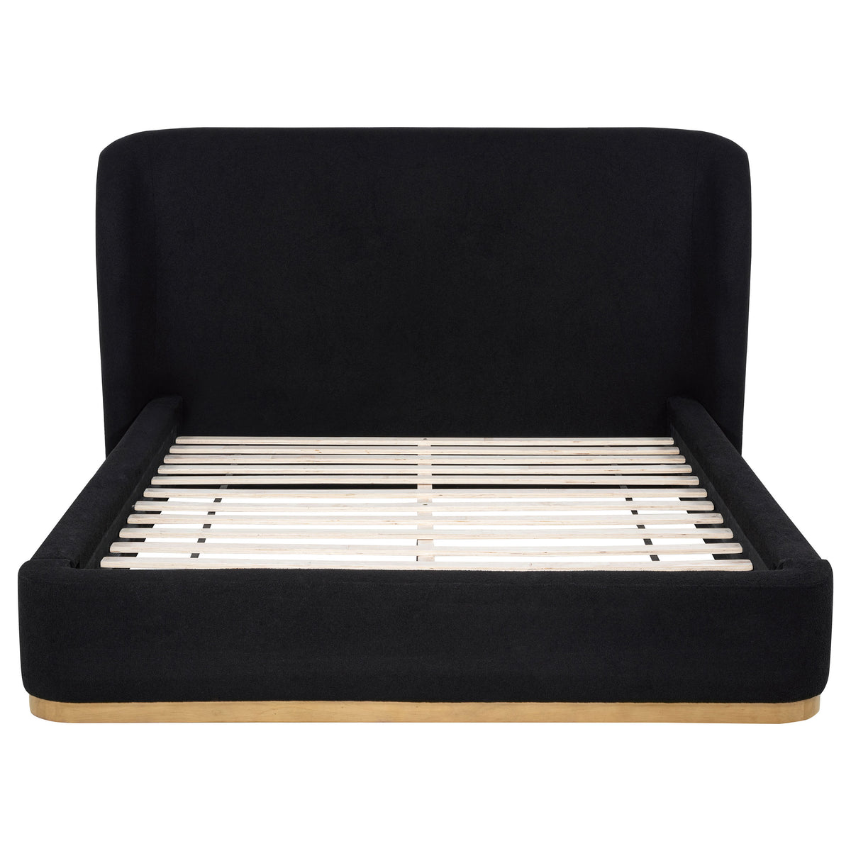 Blaire Upholstered Wingback Platform Bed - Black Fabric with Light Ash Base, Queen to California King – view 4