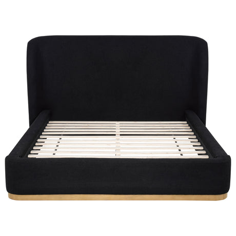Blaire Upholstered Wingback Platform Bed - Black Fabric with Light Ash Base, Queen to California King – view 4