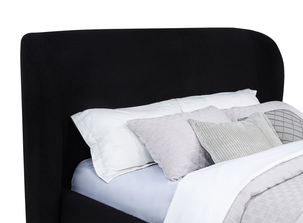 Blaire Upholstered Wingback Platform Bed - Black Fabric with Light Ash Base, Queen to California King – view 5