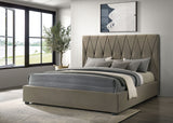 Delsea Diamond-Tufted Velvet Platform Bed - Tall Upholstered Headboard in Light Brown, Queen or Eastern King – view 11
