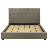 Delsea Diamond-Tufted Velvet Platform Bed - Tall Upholstered Headboard in Light Brown, Queen or Eastern King – view 13
