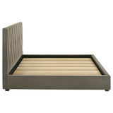 Delsea Diamond-Tufted Velvet Platform Bed - Tall Upholstered Headboard in Light Brown, Queen or Eastern King – view 15