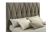 Delsea Diamond-Tufted Velvet Platform Bed - Tall Upholstered Headboard in Light Brown, Queen or Eastern King – view 16