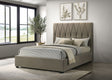 Delsea Diamond-Tufted Velvet Platform Bed - Tall Upholstered Headboard in Light Brown, Queen or Eastern King – view 1