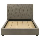 Delsea Diamond-Tufted Velvet Platform Bed - Tall Upholstered Headboard in Light Brown, Queen or Eastern King – view 5