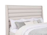 Leslie Channel-Tufted Wingback Platform Bed - Beige Upholstery with Contrasting Black Base, Full to California King – view 12