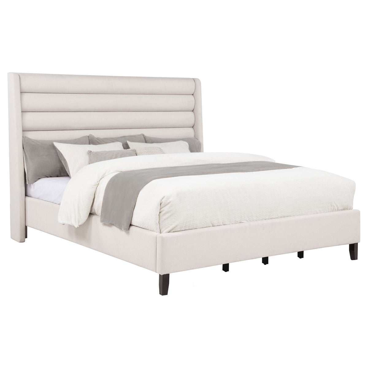 Leslie Channel-Tufted Wingback Platform Bed - California King