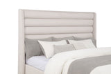Leslie Channel-Tufted Wingback Platform Bed - Beige Upholstery with Contrasting Black Base, Full to California King – view 15