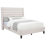 Leslie Channel-Tufted Wingback Platform Bed - Queen