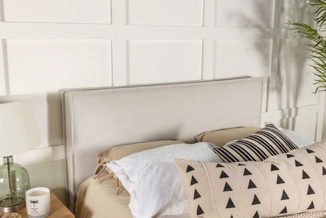 Izzy Upholstered Panel Headboard - Flange Border in Sand Fabric, Twin, Queen/Full or King - lifestyle