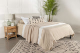 Izzy Upholstered Panel Headboard - Flange Border in Sand Fabric, Twin, Queen/Full or King