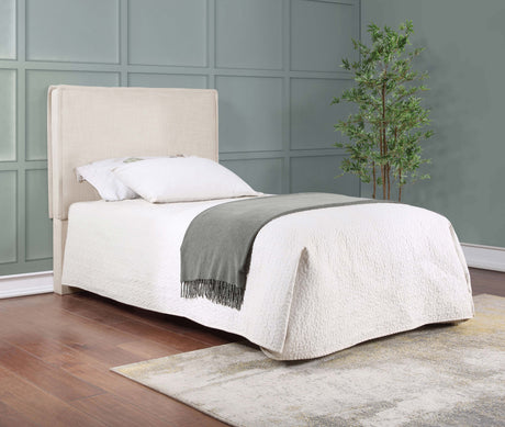 Izzy Upholstered Panel Headboard - Flange Border in Sand Fabric, Twin, Queen/Full or King – view 14