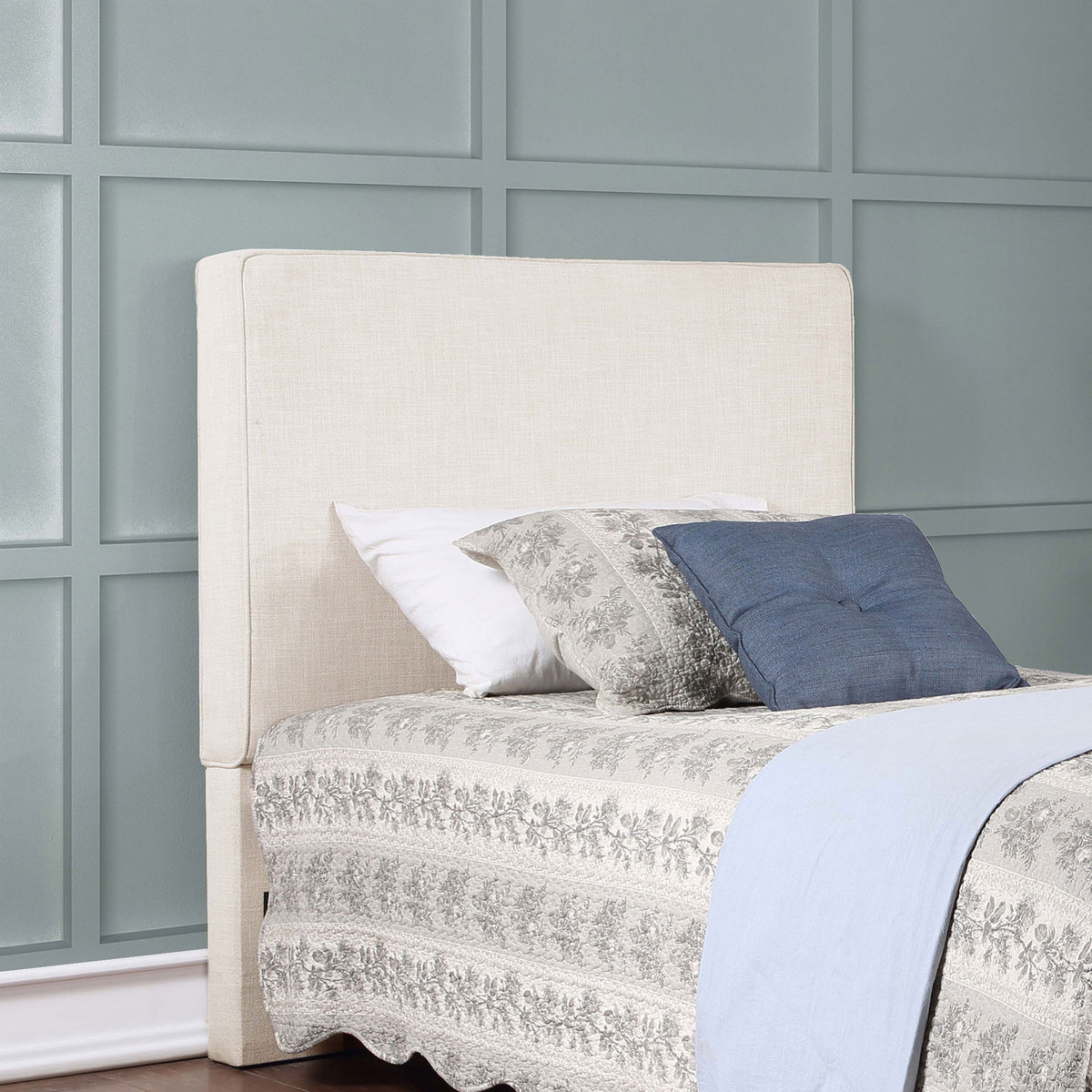 Kosmo Upholstered Panel Headboard with Self-Welt Trim - Sand Fabric, Twin, Queen/Full or King – view 1