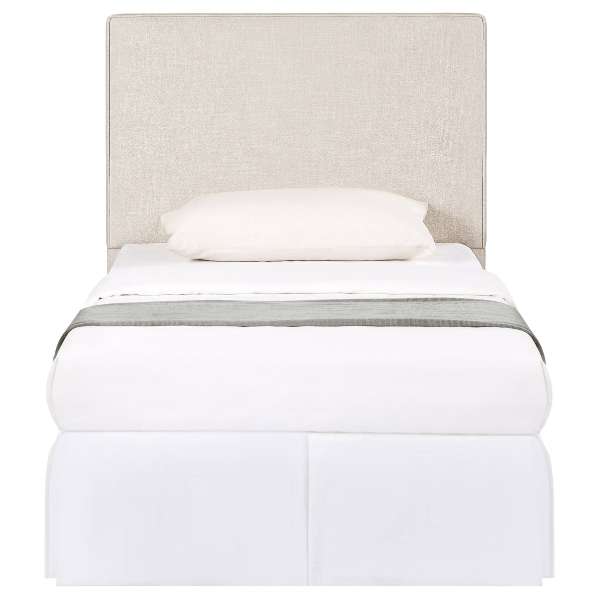 Kosmo Upholstered Panel Headboard with Self-Welt Trim - Sand Fabric, Twin, Queen/Full or King – view 7