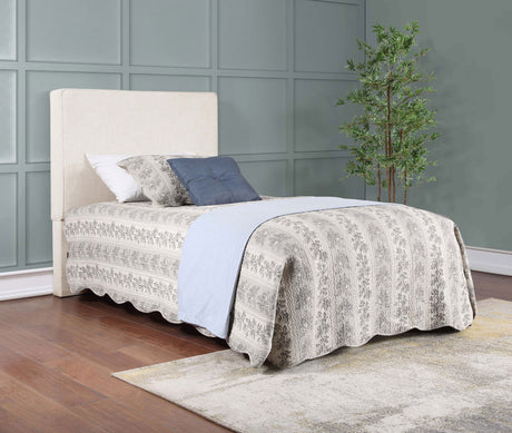 Kosmo Upholstered Panel Headboard with Self-Welt Trim - Sand Fabric, Twin, Queen/Full or King – view 14