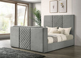 Tara Upholstered TV Bed with Motorized Footboard Lift - Quilted Grey Velvet, Holds TVs up to 50", Queen or Eastern King – view 16