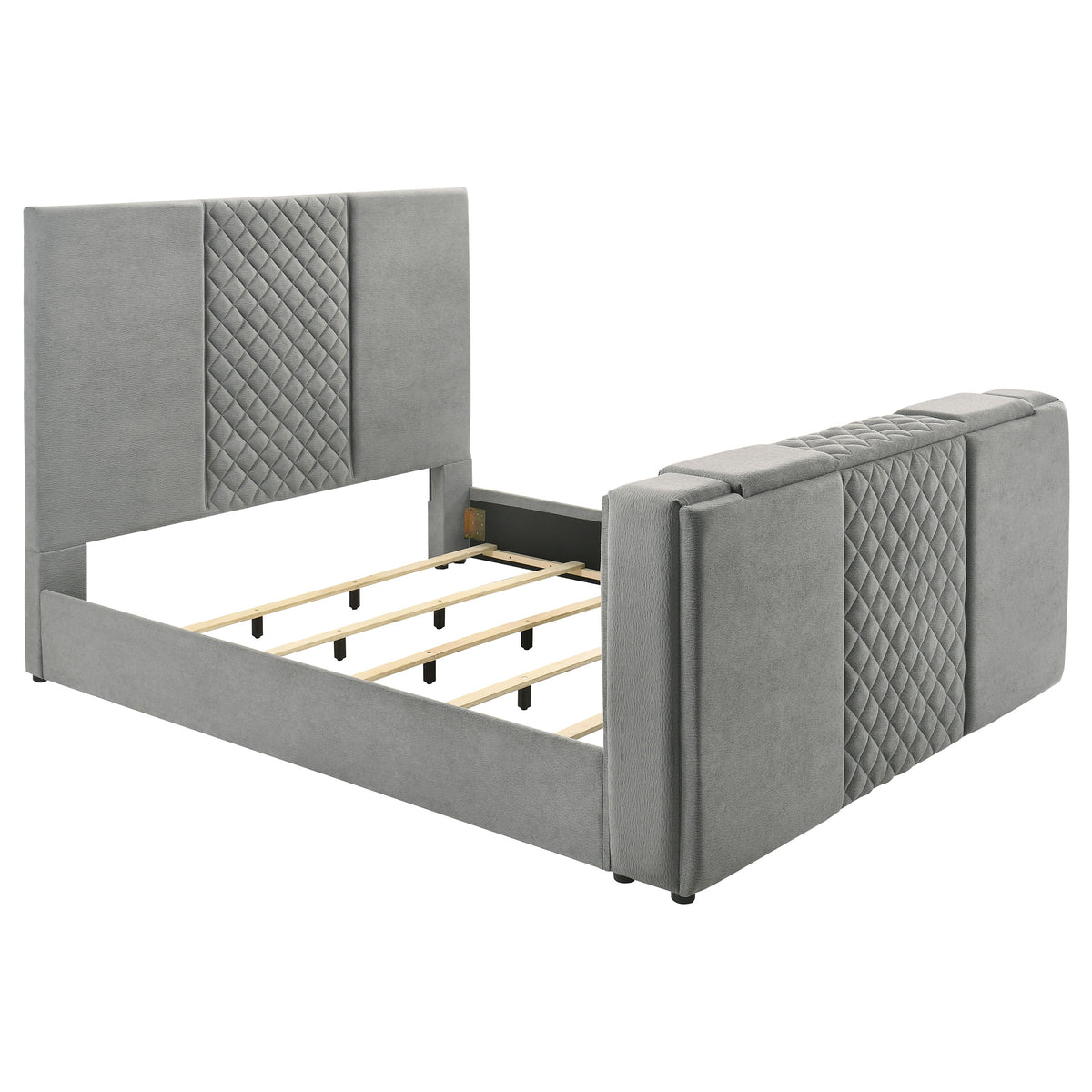 Tara Upholstered TV Bed with Motorized Footboard Lift - Eastern King