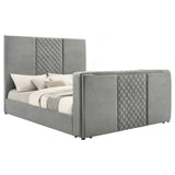 Tara Upholstered TV Bed with Motorized Footboard Lift - Quilted Grey Velvet, Holds TVs up to 50", Queen or Eastern King – view 18