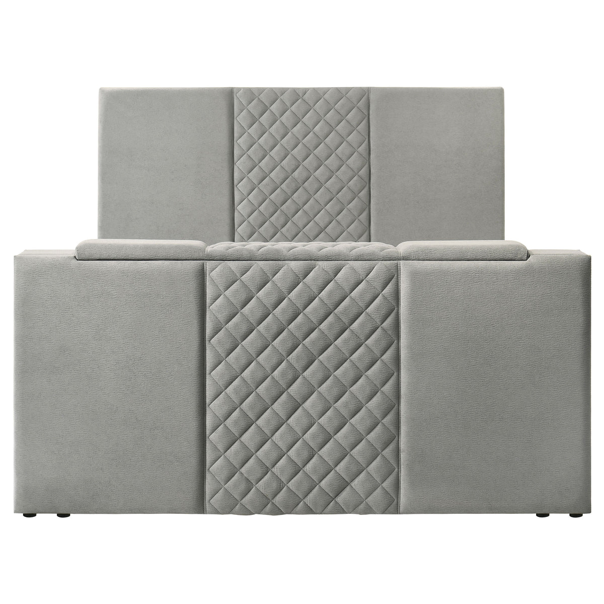Tara Upholstered TV Bed with Motorized Footboard Lift - Quilted Grey Velvet, Holds TVs up to 50", Queen or Eastern King – view 20
