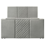 Tara Upholstered TV Bed with Motorized Footboard Lift - Quilted Grey Velvet, Holds TVs up to 50", Queen or Eastern King – view 20