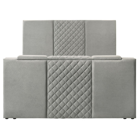 Tara Upholstered TV Bed with Motorized Footboard Lift - Quilted Grey Velvet, Holds TVs up to 50", Queen or Eastern King – view 20