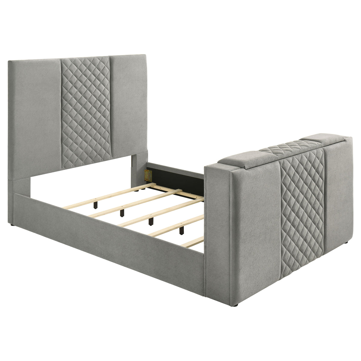 Tara Upholstered TV Bed with Motorized Footboard Lift - Queen