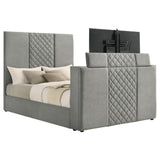 Tara Upholstered TV Bed with Motorized Footboard Lift - Quilted Grey Velvet, Holds TVs up to 50", Queen or Eastern King – view 6