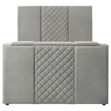 Tara Upholstered TV Bed with Motorized Footboard Lift - Quilted Grey Velvet, Holds TVs up to 50", Queen or Eastern King – view 7