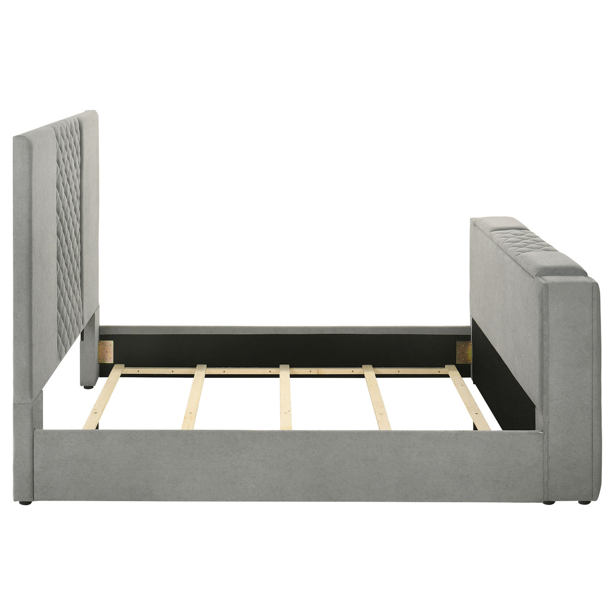 Tara Upholstered TV Bed with Motorized Footboard Lift - Quilted Grey Velvet, Holds TVs up to 50", Queen or Eastern King – view 9