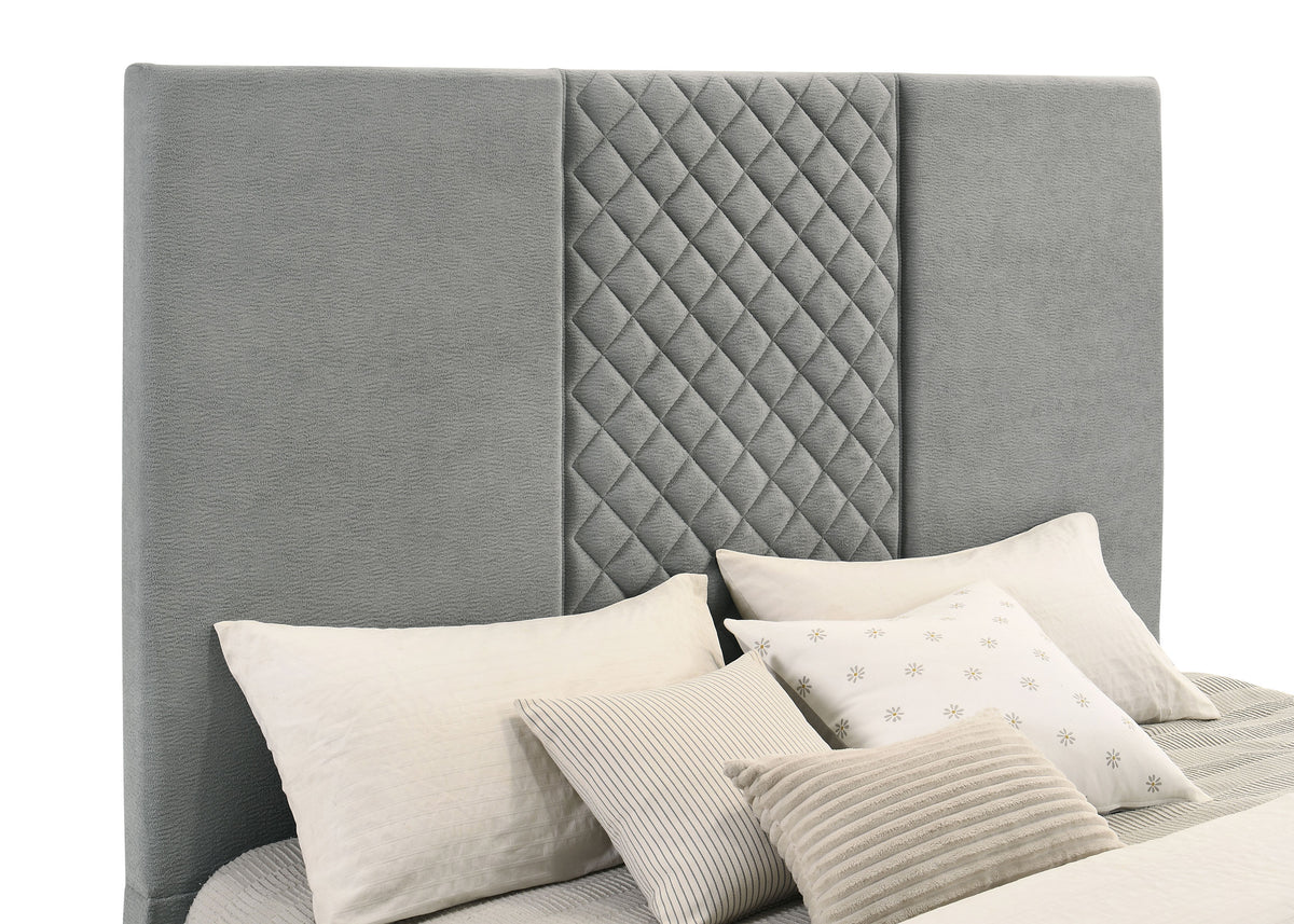 Tara Upholstered TV Bed with Motorized Footboard Lift - Quilted Grey Velvet, Holds TVs up to 50", Queen or Eastern King – view 10