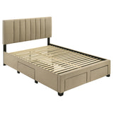 Wheatland Upholstered Storage Bed with 4 Drawers - Channeled Headboard in Light Brown, Full to Eastern King – view 8