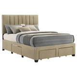 Wheatland Upholstered Storage Bed with 4 Drawers - Channeled Headboard in Light Brown, Full to Eastern King – view 9