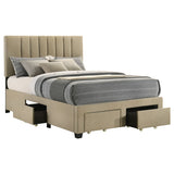 Wheatland Upholstered Storage Bed with 4 Drawers - Channeled Headboard in Light Brown, Full to Eastern King – view 10