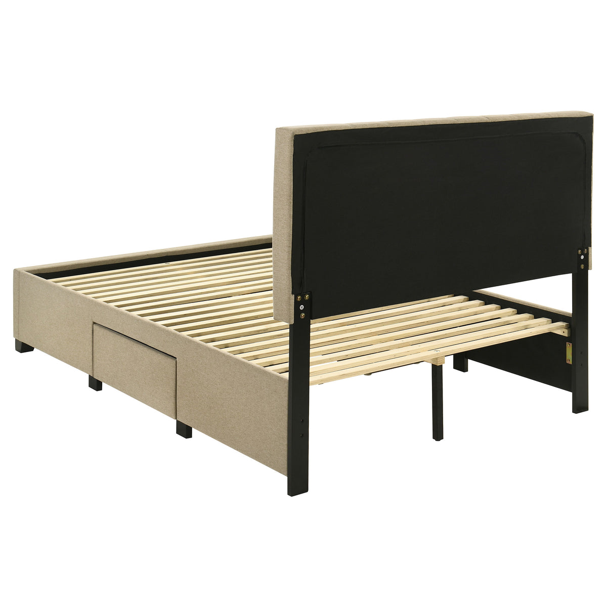 Wheatland Upholstered Storage Bed with 4 Drawers - Channeled Headboard in Light Brown, Full to Eastern King – view 13