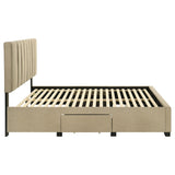 Wheatland Upholstered Storage Bed with 4 Drawers - Channeled Headboard in Light Brown, Full to Eastern King – view 14