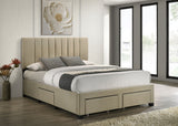 Wheatland Upholstered Storage Bed with 4 Drawers - Channeled Headboard in Light Brown, Full to Eastern King – view 2