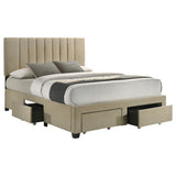 Wheatland Upholstered Storage Bed with 4 Drawers - Channeled Headboard in Light Brown, Full to Eastern King – view 19