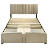 Wheatland Upholstered Storage Bed with 4 Drawers - Channeled Headboard in Light Brown, Full to Eastern King – view 20