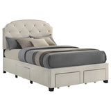 Marianna Tufted Velvet Storage Bed with 4 Drawers - Cream with Nailhead Trim, Full to Eastern King – view 9