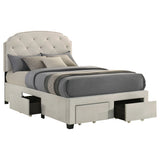 Marianna Tufted Velvet Storage Bed with 4 Drawers - Cream with Nailhead Trim, Full to Eastern King – view 10