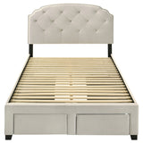 Marianna Tufted Velvet Storage Bed with 4 Drawers - Cream with Nailhead Trim, Full to Eastern King – view 11