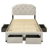 Marianna Tufted Velvet Storage Bed with 4 Drawers - Cream with Nailhead Trim, Full to Eastern King – view 12