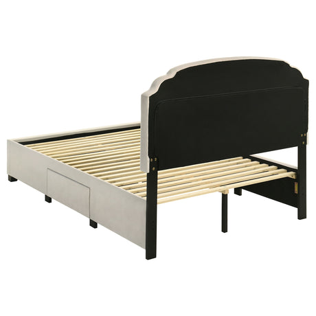 Marianna Tufted Velvet Storage Bed with 4 Drawers - Cream with Nailhead Trim, Full to Eastern King – view 13
