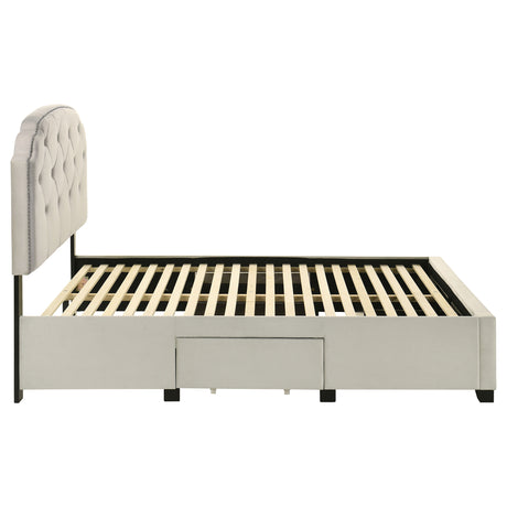 Marianna Tufted Velvet Storage Bed with 4 Drawers - Cream with Nailhead Trim, Full to Eastern King – view 14