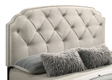 Marianna Tufted Velvet Storage Bed with 4 Drawers - Cream with Nailhead Trim, Full to Eastern King – view 15