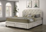Marianna Tufted Velvet Storage Bed with 4 Drawers - Cream with Nailhead Trim, Full to Eastern King - lifestyle